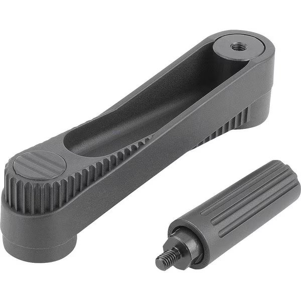 Crank Handle Size:1 Reamed Hole W Slot D2=10, A=80, H=85, 8 Plastic, Revolving, Comp: Plastic, Kipp, Mfr#: K0659.311003